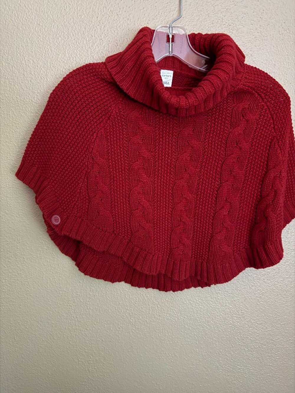 Size 4 Carter's Red Poncho with buttons